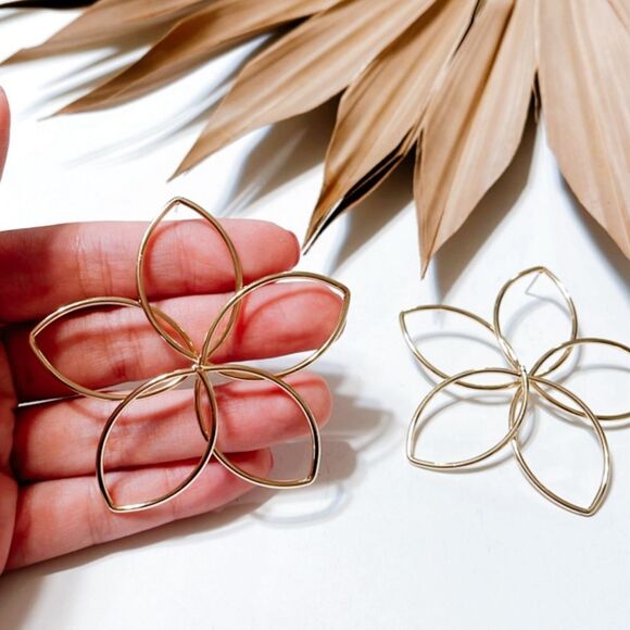 Gold flower earrings #761 - Picture 3 of 3